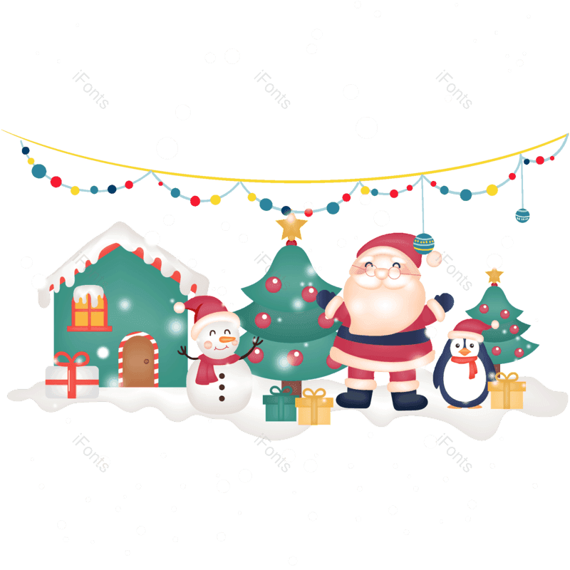 快乐图片,雪地元素,手绘PNG,圣诞节免抠素材